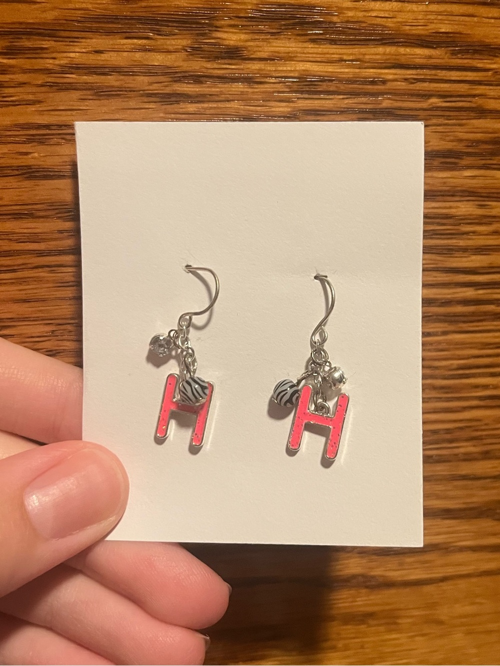 Pink 'H' Initial Dangle Earrings - Women's Accessories